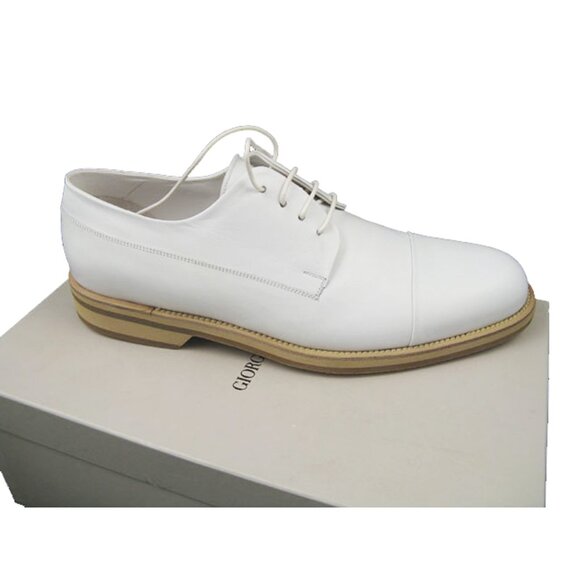 NEW! Giorgio Armani White Dress Shoes!US 10.5 e 43.5Oxford Captoe Style